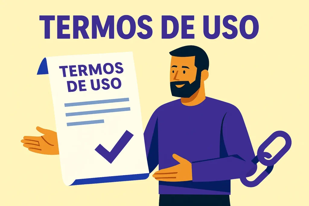 Ilustração estilizada representando os Termos de Uso do site Zoarei, com visual leve, moderno e criativo para destacar política de uso, regras do site e responsabilidade do usuário
