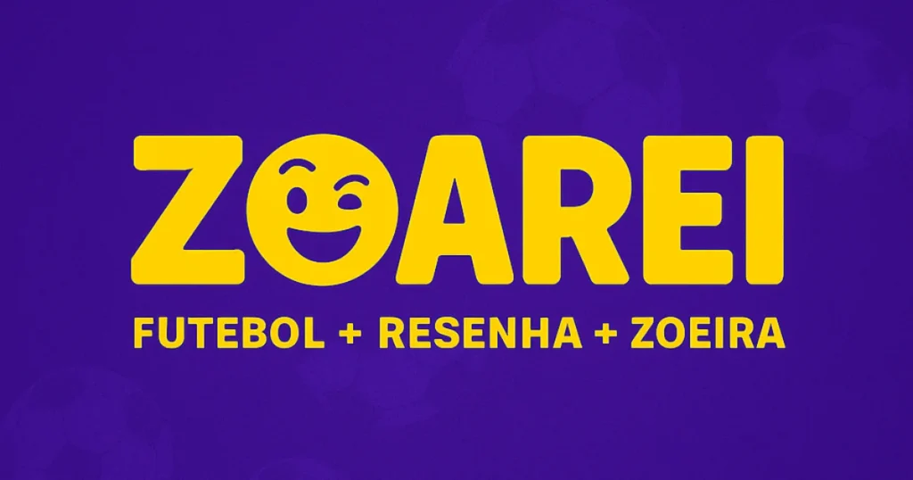 Banner do site sobre o Zoarei com mascote em campo fazendo piada com futebol brasileiro